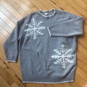 J. Jill Gray and White Snowflake Sweater
